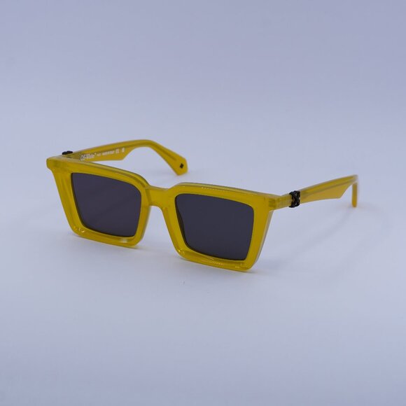 Off-White OERI13U DALTON 1807 Sunglasses Shiny Yellow Square Frame, Grey Lenses - Picture 1 of 11